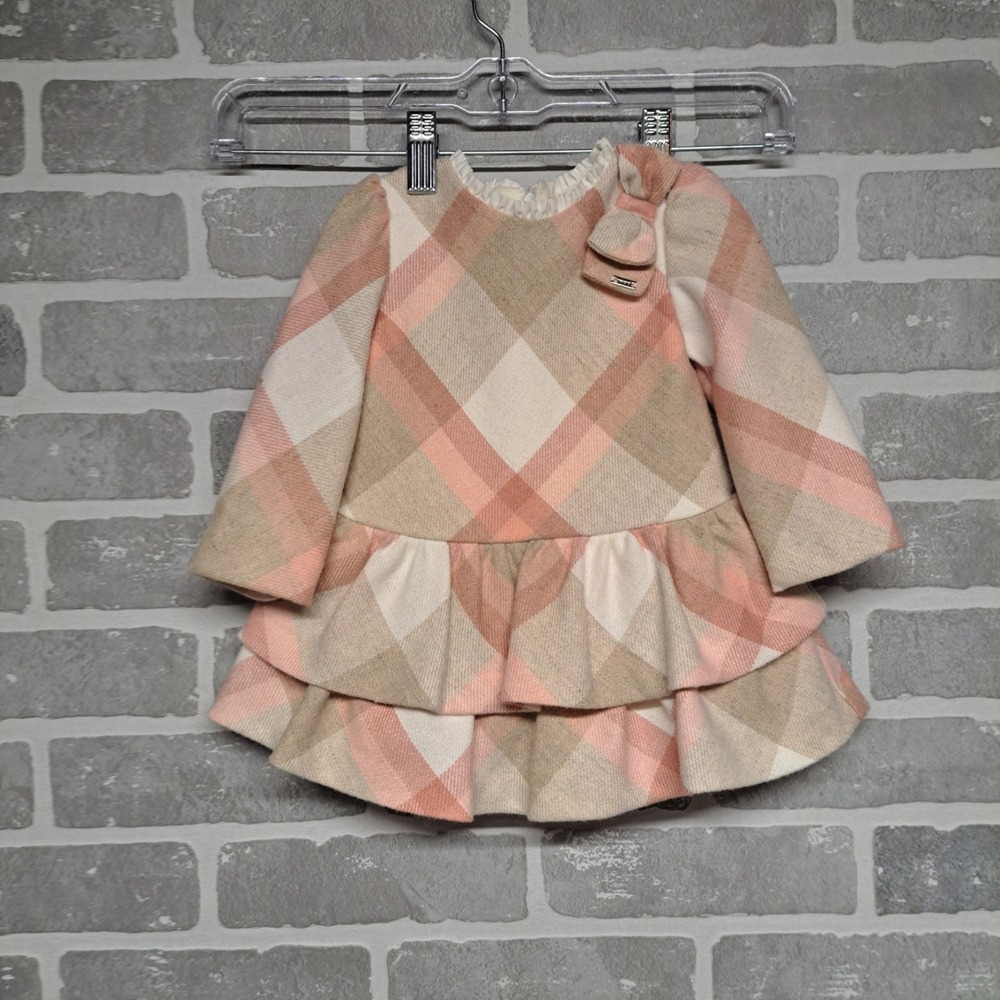 Mayoral Plaid Long‎ Sleeve Flannel Baby Dress Size 9 Months